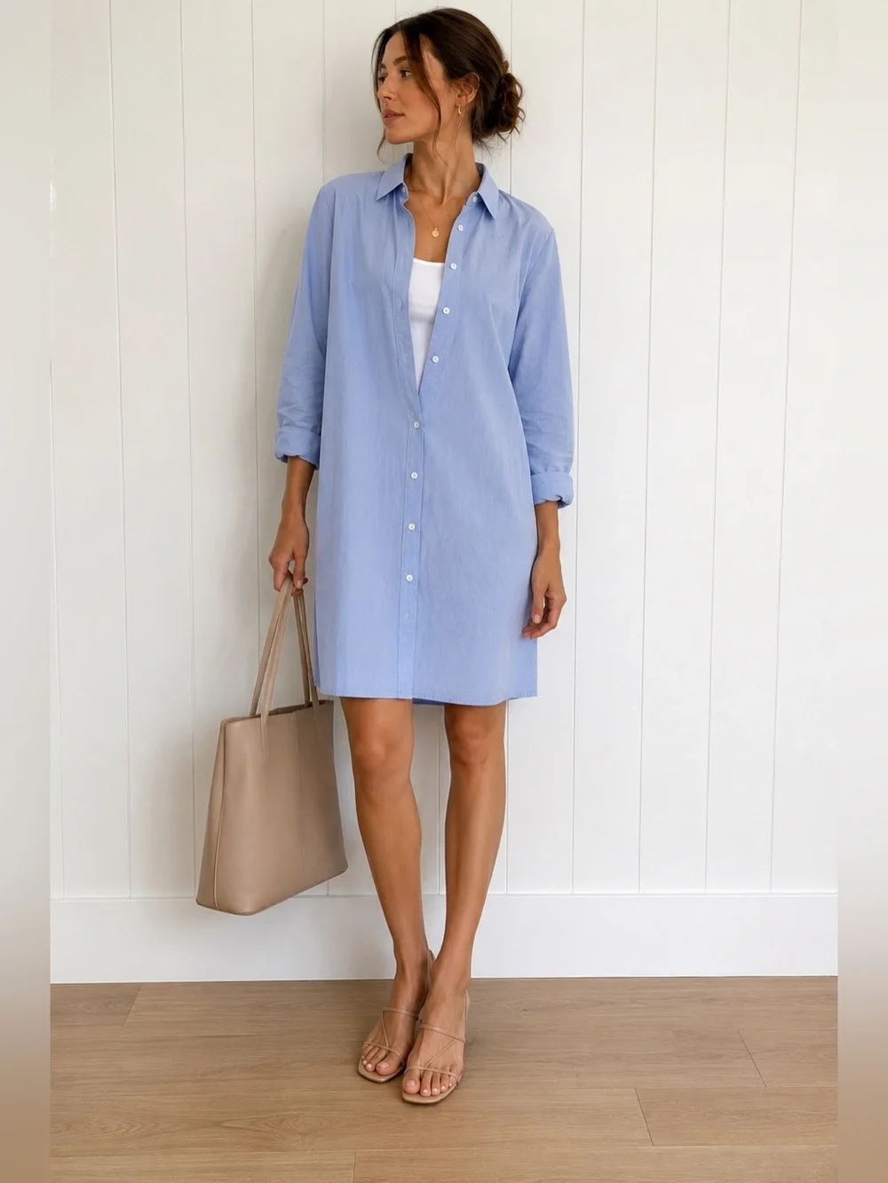 Vintage/Y2K Michael Kors Made in Italy Blue Chambray Longline Tunic Shirt Dress